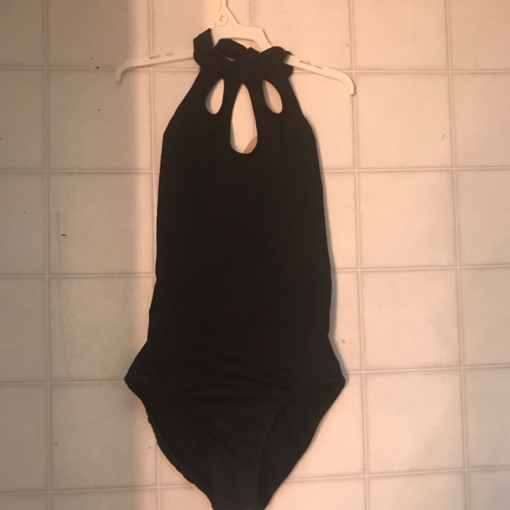 High neck open back motionwear leaotard